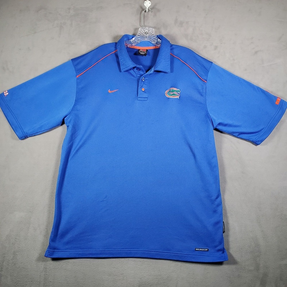 Florida Gators Nike Team Polo Shirt Mens L Blue Embroidered Logo Sphere Dry NCAA